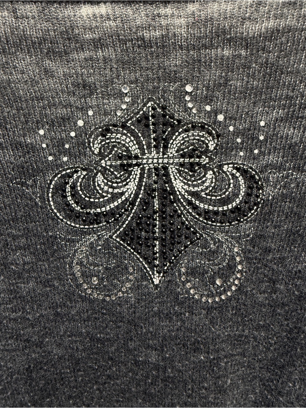 Affliction Gray V-Neck Cross Embellished Long Sleeve Top Medium EUC - Picture 5 of 5